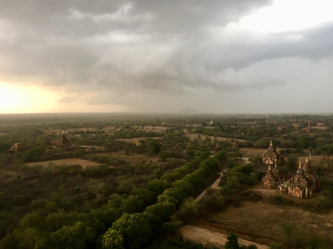 A storm in Bagan at sunset, Myanmar 